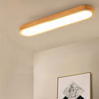 Traditional Japanese Rectangular Solid Wood Acrylic LED Flush Mount Ceiling Light For Living Room Lumendat