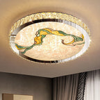 Modern Luxury Enamel Crystal Round LED Flush Mount Ceiling Light Lumendat