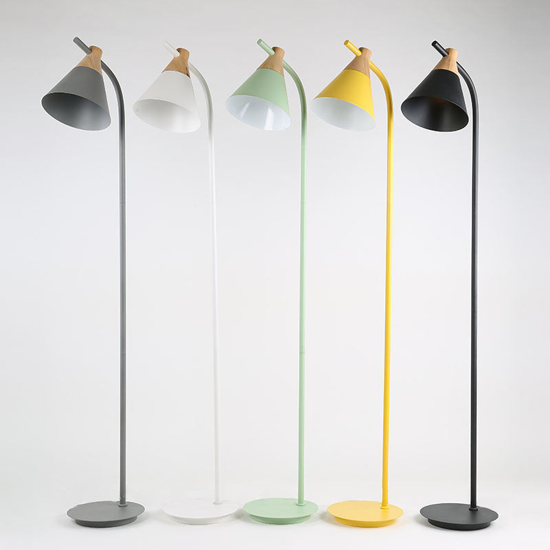 Contemporary Nordic Round Macaron Metal 1-Light Standing Floor Lamp For Living Room Lumendat