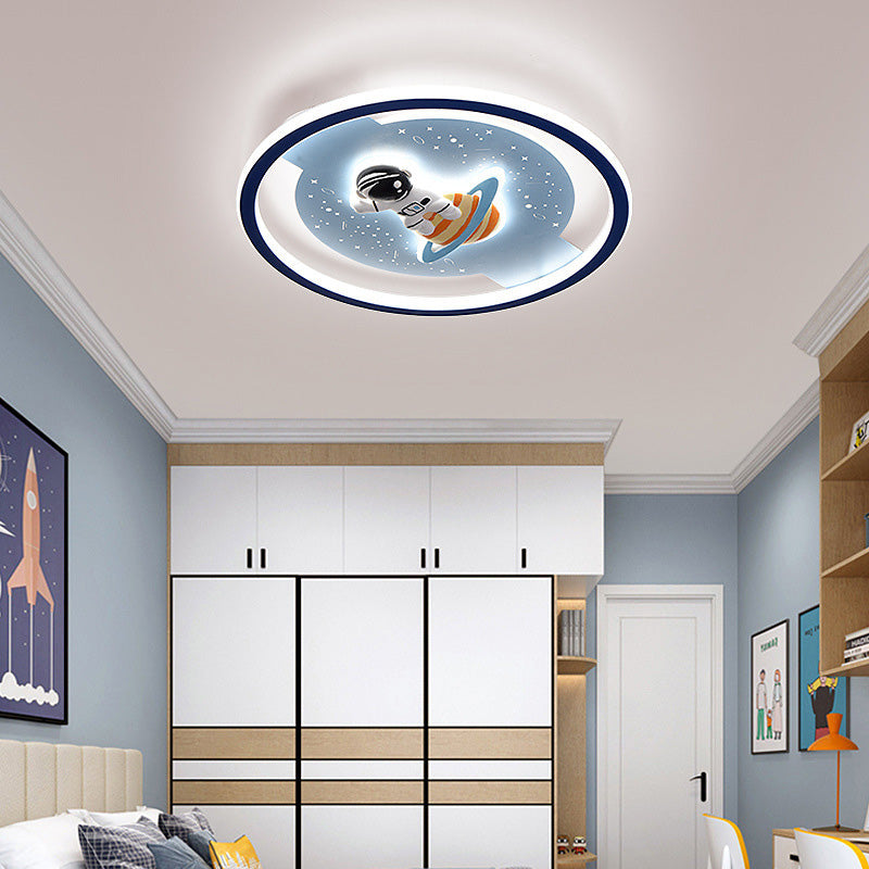 Lumendat Contemporary Creative Childlike Spaceman Rabbit Design LED Kids Flush Mount Ceiling Light For Bedroom Lumendat