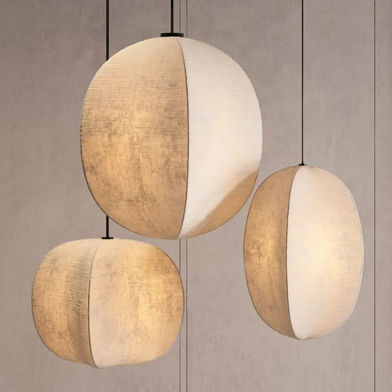 Traditional Japanese Zen Anti-silk Lantern Shape 1-light Pendant Light for Living Room BulbSquare