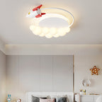 Lumendat Modern Art Deco Kids Iron PE Rocket Cloud Round LED Flush Mount Ceiling Light For Bedroom Lumendat
