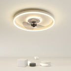 Contemporary Nordic Round Iron Silicone Aluminum Invisible LED Flush Mount Ceiling Fan Light For Living Room & Bedroom Lumendat
