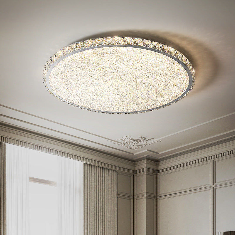 Modern Luxury Stainless Steel Crystal Round Square Rectangular LED Flush Mount Ceiling Light For Living Room Lumendat