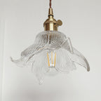 Contemporary Creative Floral Brass Glass 1-light Pendant Light for Living Room BulbSquare