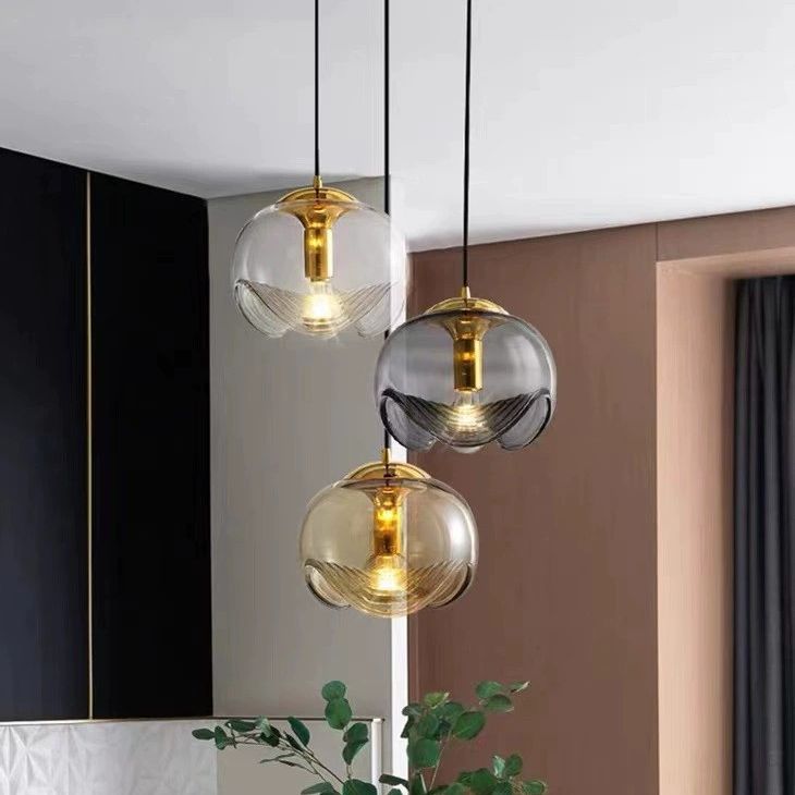 Contemporary Scandinavian Oval Column Iron Glass 1-light Pendant Light for Bedroom