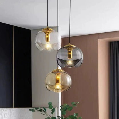 Contemporary Scandinavian Oval Column Iron Glass 1-light Pendant Light for Bedroom