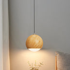 Japanese Wood Grain Round Oval Iron 1-light Pendant Light BulbSquare