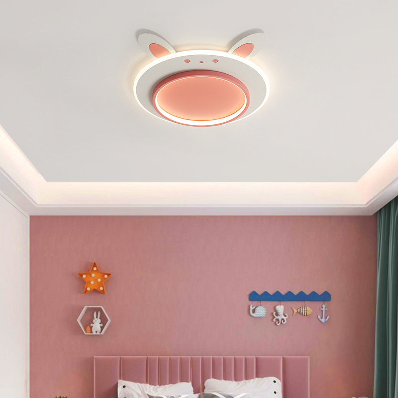 Lumendat Modern Simplicity Kids Iron Acrylic Rabbit Round LED Flush Mount Ceiling Light For Bedroom Lumendat