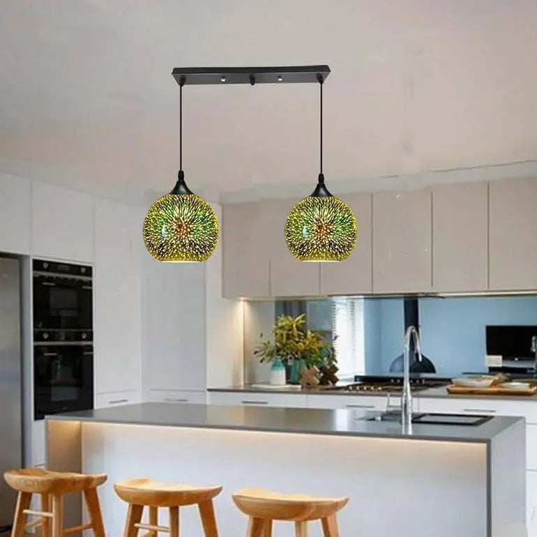 Modern Creative 3d Colorful Fireworks Glass Dome 2/3 Light Island Light Chandelier Lumendat
