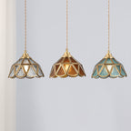 Japanese Vintage Water Pattern Glass Cone 1-light Pendant Light BulbSquare