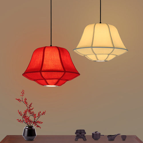 Modern Chinese Iron Sheepskin Oval Lantern 1-light Pendant Light