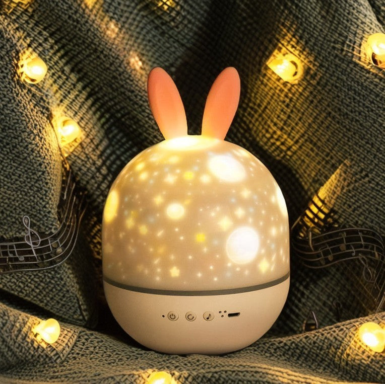 Lumendat Contemporary Creative Kids Projectable Round Rabbit Deer ABS LED Table Lamp For Bedroom Lumendat
