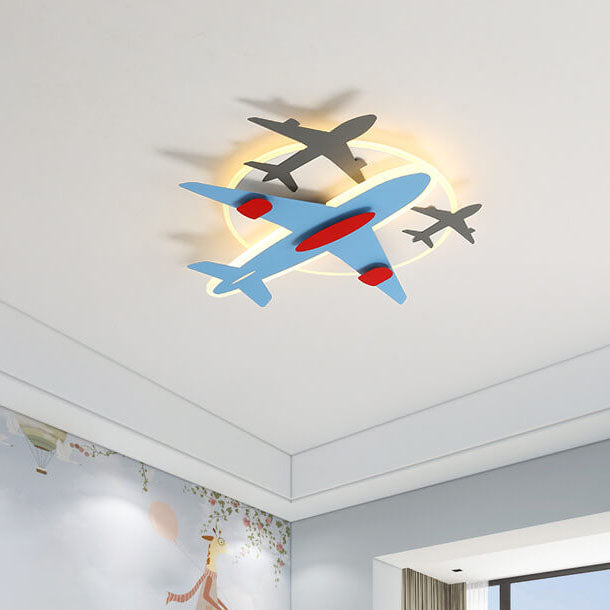 Lumendat Contemporary Creative Aircraft Shape Iron Acrylic Aluminum LED Cartoon Kids Flush Mount Ceiling Light Lumendat
