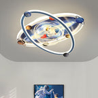 Lumendat Contemporary Creative Kids Round Spaceman Planet Iron Acrylic Resin LED Flush Mount Ceiling Light For Bedroom Lumendat