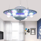 Lumendat Contemporary Creative Kids Spaceship Iron Glass LED Chandelier For Bedroom Lumendat
