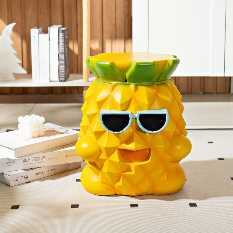 Lumendat Contemporary Creative Pineapple Design Resin Kids Low Stool For Living Room Lumendat