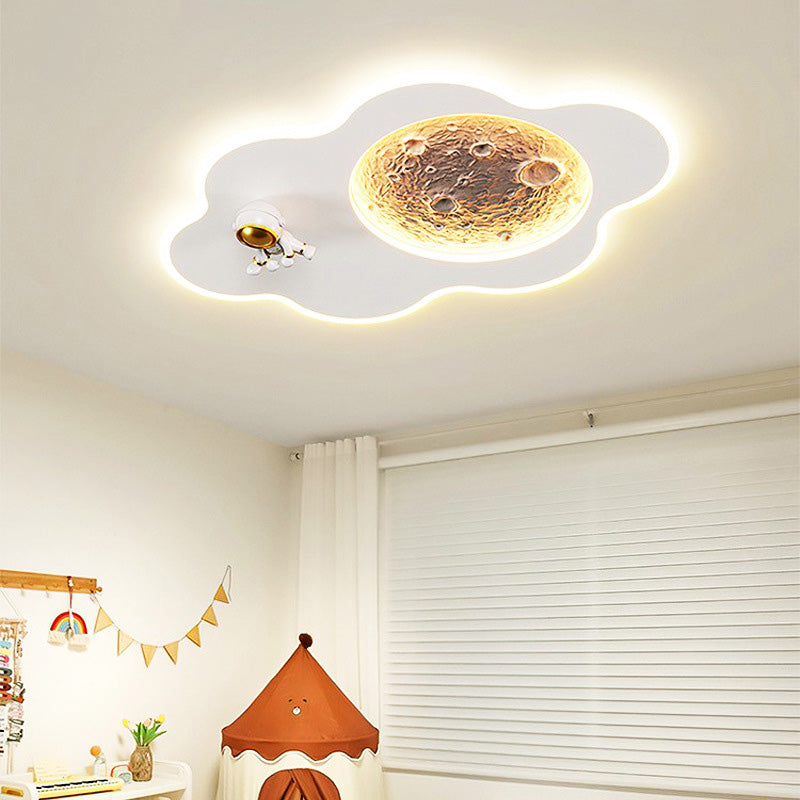 Lumendat Contemporary Creative Resin Moon Astronaut Acrylic Cloud Shape LED Kids Flush Mount Ceiling Light For Living Room Lumendat