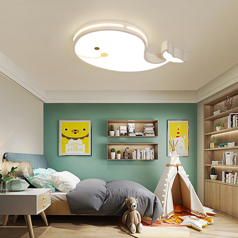 Lumendat Contemporary Creative Cartoon Whale Acrylic LED Kids Flush Mount Ceiling Light For Bedroom Lumendat