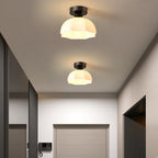 Scandinavian Modern Minimalist Iron Glass Ceramic Flower Diamond 1-Light Semi-Flush Mount Ceiling Light Lumendat