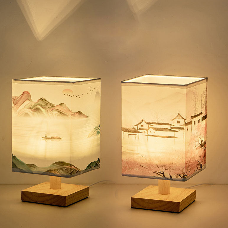 Contemporary Creative Fabric Square USB LED Table Lamp For Bedroom Lumendat