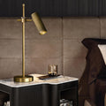 Modern Luxury Gold Brass Finish Frame Adjustable Cylinder Shade 1-Light Table Lamp For Home Office Lumendat