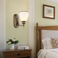 Traditional Vintage Round Glass Iron 1/2 Light Wall Sconce Lamp For Bedroom