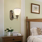 Traditional Vintage Round Glass Iron 1/2 Light Wall Sconce Lamp For Bedroom