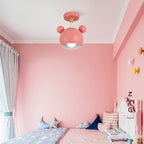 Contemporary Scandinavian Macaron Round Iron Rotatable 1-light Semi-flush Mount Ceiling Light for Living Room