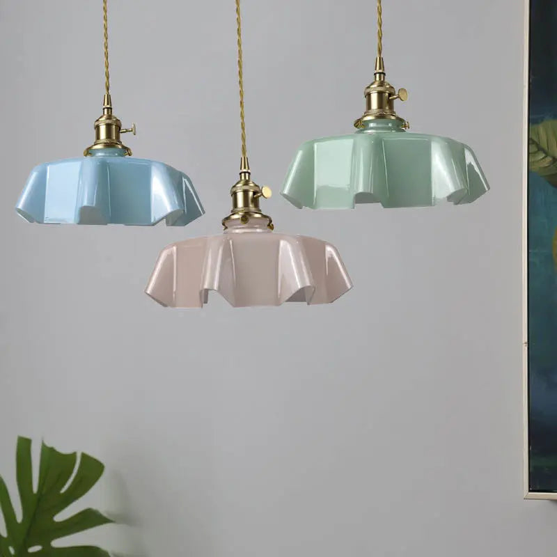 Traditional Japanese Cream Petal Glass Iron 1-light Pendant Light for Dining Room BulbSquare
