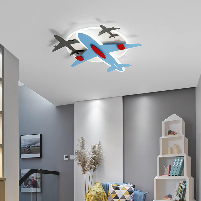 Lumendat Contemporary Creative Aircraft Shape Iron Acrylic Aluminum LED Cartoon Kids Flush Mount Ceiling Light Lumendat
