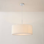 Contemporary Scandinavian Pleated PVC Fabric Hardware Drum Cone 1-Light Pendant Light for Living Room Lumendat