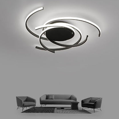 Modern Minimalist Aluminum Spiral Strip LED Flush Mount Ceiling Light for Bedroom