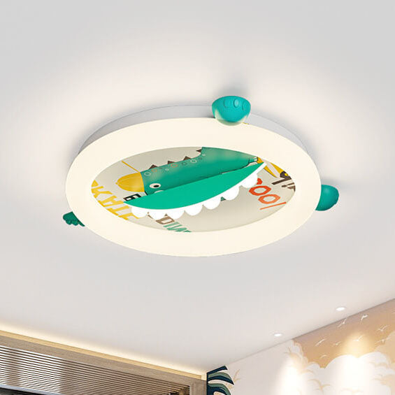 Lumendat Contemporary Creative Kids Round Dinosaur Iron Acrylic Plastic LED Ceiling Light For Bedroom Lumendat