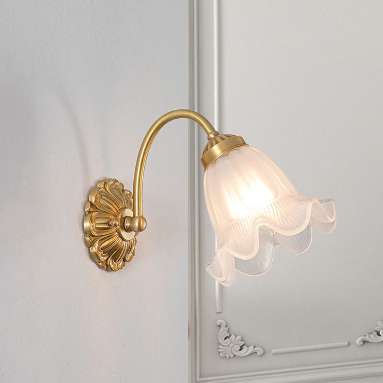 European Vintage Floral Copper Glass 1-Light Wall Sconce Lamp Lumendat