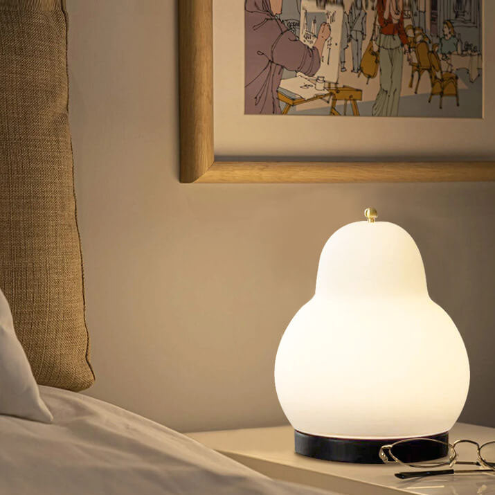 Traditional French Cream Pear Shape LED Rechargeable Touch Table Lamp For Bedroom Lumendat