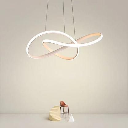 Modern Minimalist Aluminum Twist Ring LED Island Light Pendant Light for Dining Room