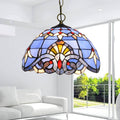 European Retro Blue Baroque Stained Glass 1-Light Pendant Light
