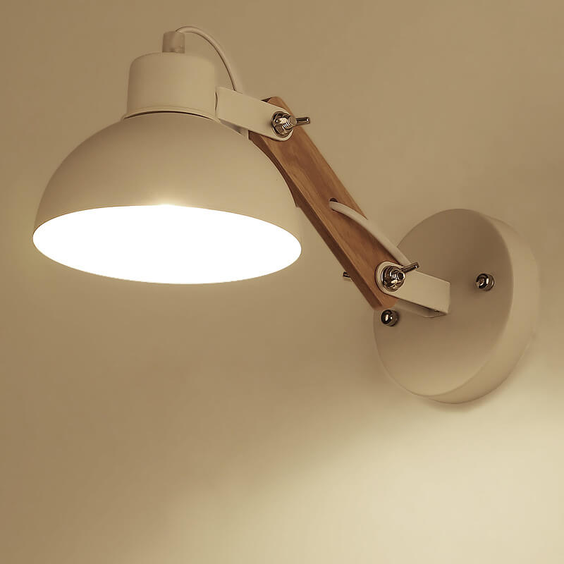 Modern Nordic Iron Semicircle Adjustable Wooden Lamp Arm 1-Light Wall Sconce Lamp Lumendat