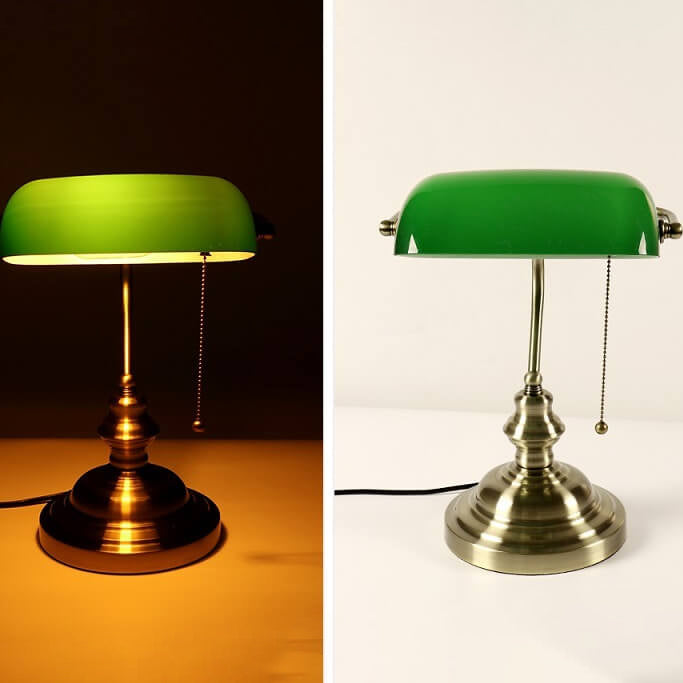 Retro Colored Glass Metal Base 1-Light Zipper Table Lamp Lumendat