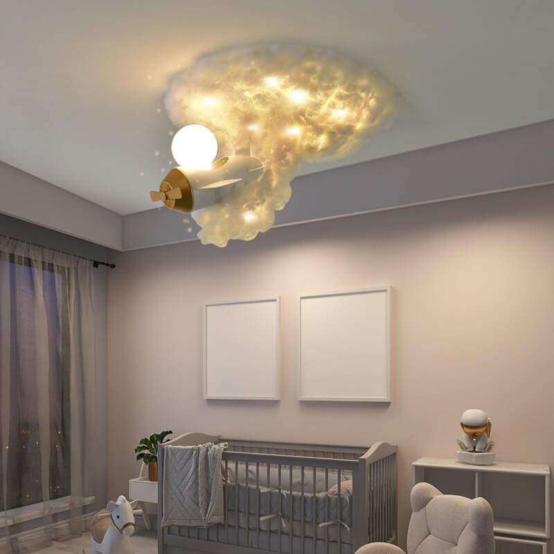 Modern Creative Spray Airplane Cotton 1/3/5-light Kids Flush Mount Ceiling Light