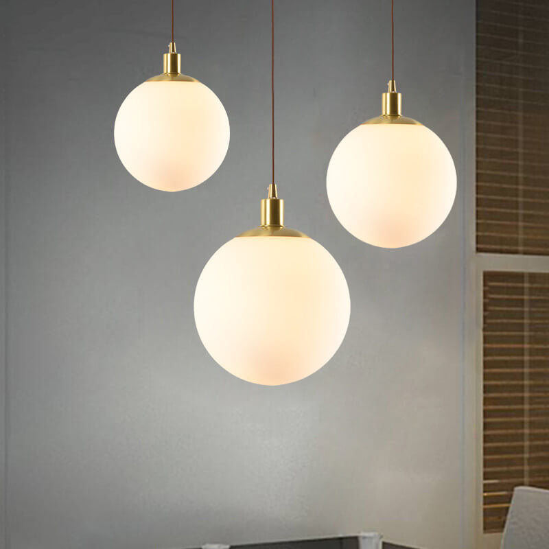 Contemporary Nordic Minimalist White Orb 1-Light Pendant Light For Bedroom Lumendat