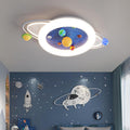 Modern Minimalist Children Round Planet Iron Resin Acrylic LED Flush Mount Ceiling Light for Bedroom
