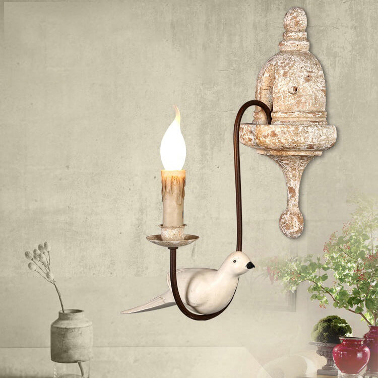 Vintage Rustic Wooden Bird Sconce 1/2 Light Wall Sconce Lamp Lumendat