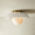 Modern Luxury Imitation Marble Flower-Shaped 1-Light Semi-Flush Mount Ceiling Light Lumendat
