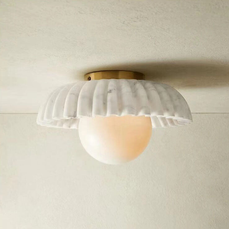 Modern Luxury Imitation Marble Flower-Shaped 1-Light Semi-Flush Mount Ceiling Light Lumendat