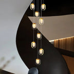 Contemporary Scandinavian Aluminum Crystal Round LED Chandelier for Living Room BulbSquare