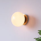 Modern Vintage Minimalist Iron Glass Round Head 1-Light Wall Sconce Lamp