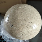 Traditional Japanese Round Yellow Travertine Wabi-Sabi LED Wall Sconce Lamp For Hallway Lumendat