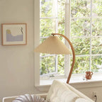 Modern Minimalist Pleated Fabric Iron Marble Curved Iron 1-Light Standing Floor Lamp For Living Room Lumendat